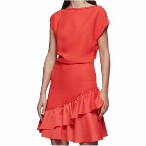 Reiss Vermillion Dress Cecilia Sleeve Detail Dress